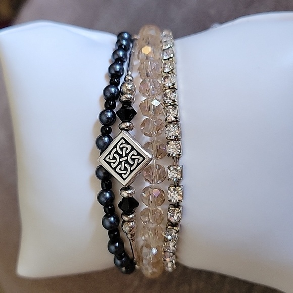 Set of Four Stretch Cuff Bracelets - Picture 2 of 6